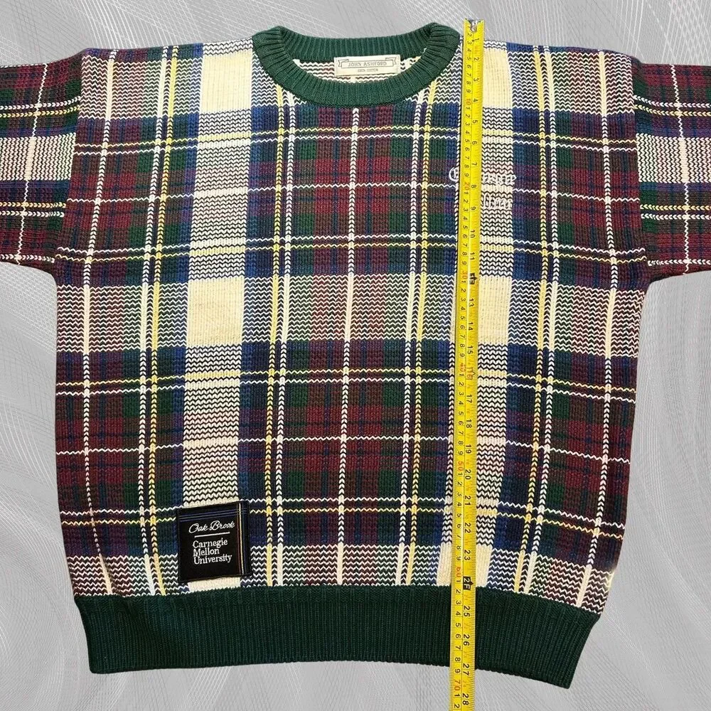 Oak Brook x Carnegie Mellon University Upcycled Tartan Plaid Sweater Size Large